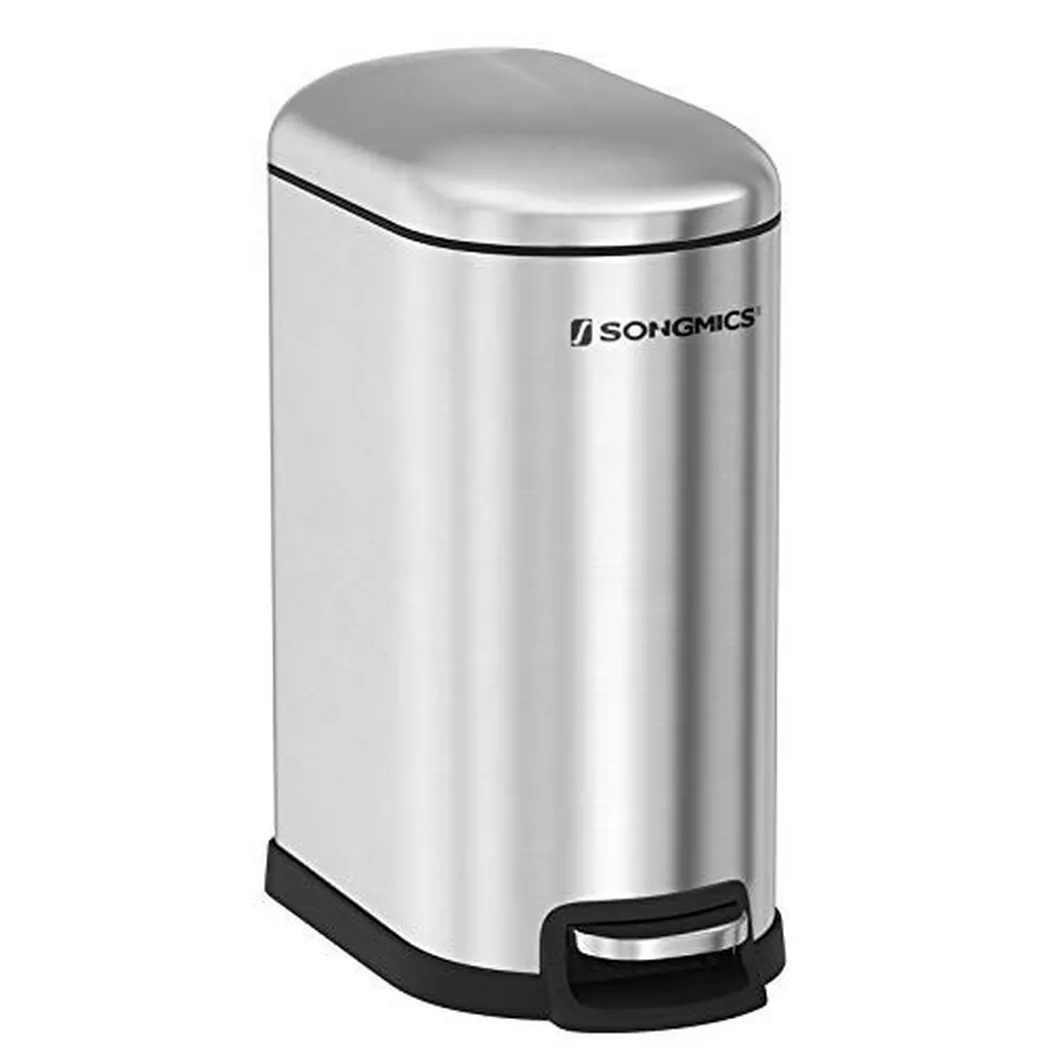 Pricenet – Schlanker silberner 10-Liter-Mülleimer mit Soft-Close-Deckel und Inneneimer, 39X10X51CM