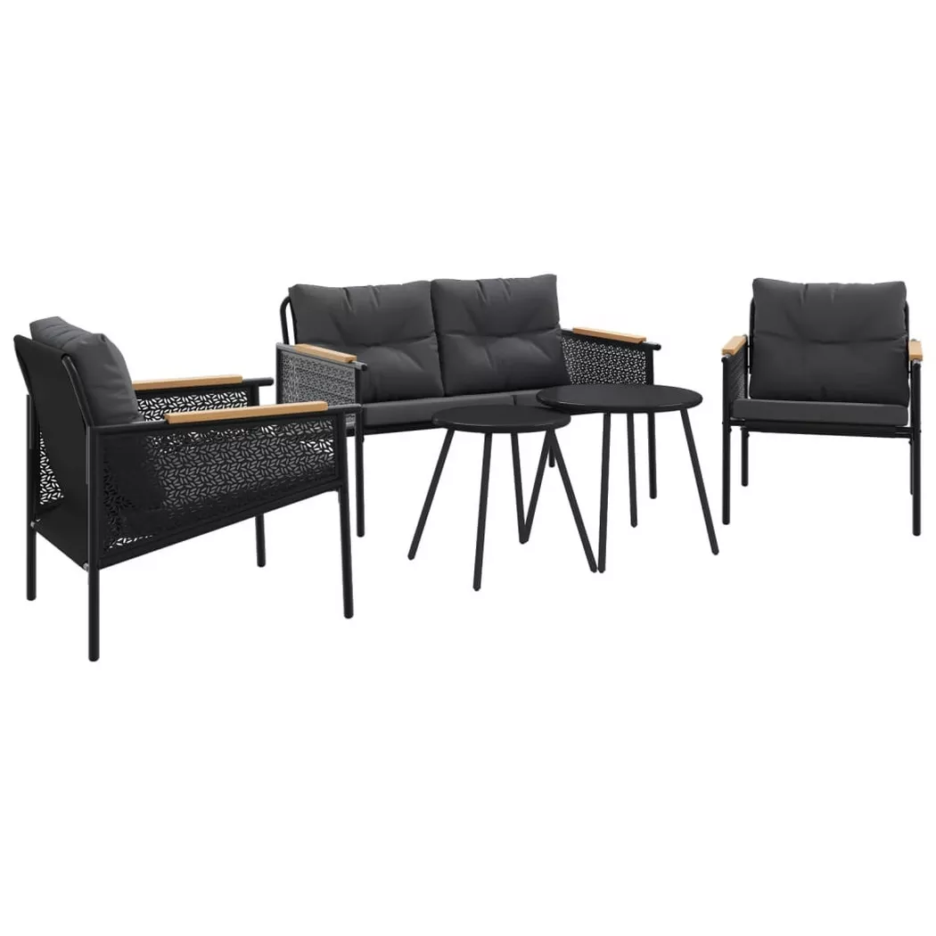 VidaXL - Balkonmöbel set stahl, One Size, Schwarz