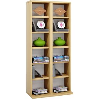 VCM Holz CD DVD Stand Regal | CD Regal mit Platz für 204 CDs oder 72 DVDs oder 40-Videos | Maße: H. 92 x B. 42 x T. 20 cm | Elegantes CD/DVD Regal | Blu  