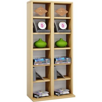 Holz CD DVD Stand Regal | CD Regal mit Platz für 204 CDs oder 72 DVDs oder 40-Videos | Maße: H. 92 x B. 42 x T. 20 cm | Elegantes CD/DVD Regal | Blu