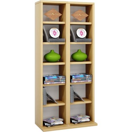 VCM Holz CD DVD Stand Regal | CD Regal mit Platz für 204 CDs oder 72 DVDs oder 40-Videos | Maße: H. 92 x B. 42 x T. 20 cm | Elegantes CD/DVD Regal | Blu  