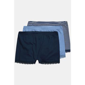 Lot de 3 culottes avec dentelle, rayures/couleur unie