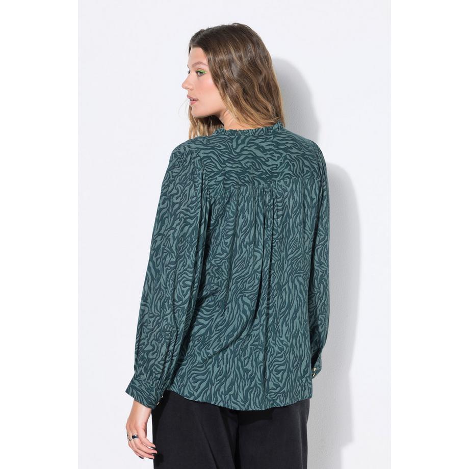 Studio Untold Loose Shape Krepp Zebra Print Bluse mit Rüschen  