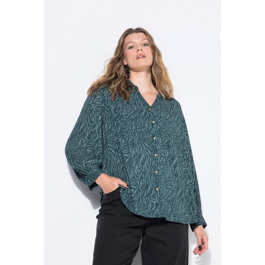 Studio Untold Loose Shape Krepp Zebra Print Bluse mit Rüschen  