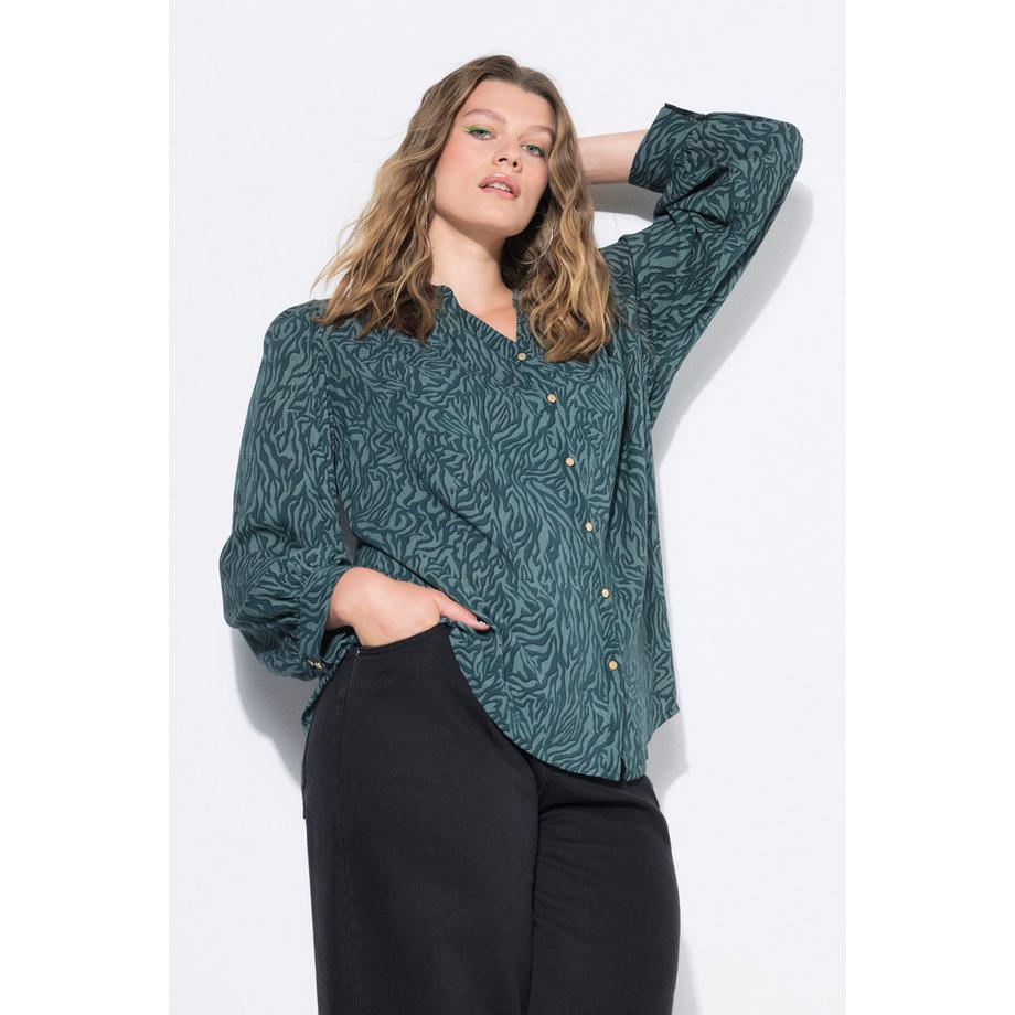 Studio Untold Loose Shape Krepp Zebra Print Bluse mit Rüschen  