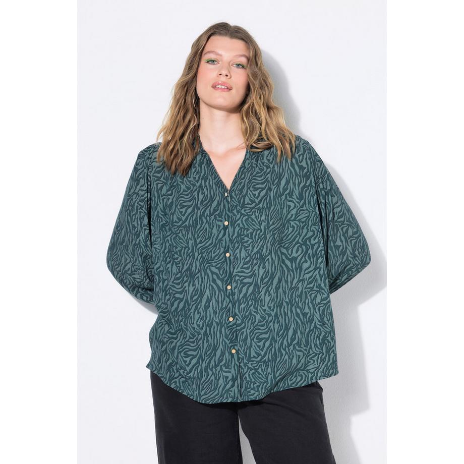Studio Untold Loose Shape Krepp Zebra Print Bluse mit Rüschen  