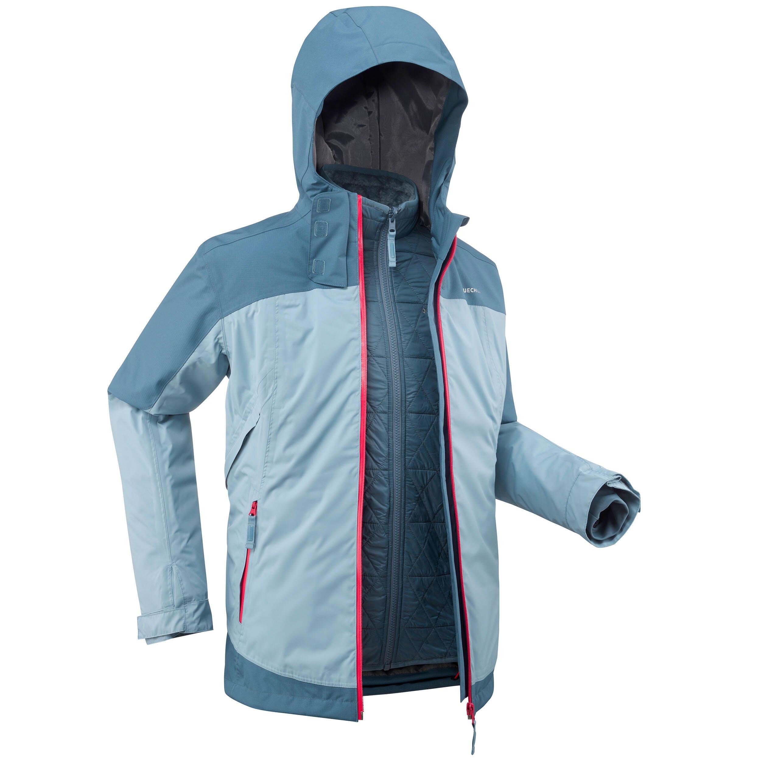 Image of QUECHUA 3-in-1 Winterjacke Wandern SH500 wasserdicht X-Warm -16 °C Kinder Gr.122?170 ice - 12-14A