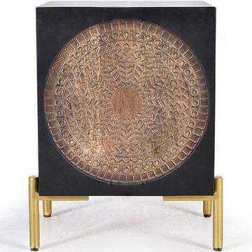 Table de chevet Rondo en bois de manguier marron foncé 43x60