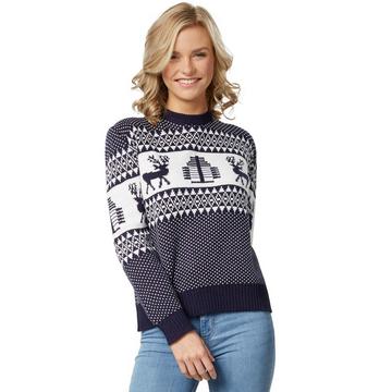 Pull de Noël Merveille hivernale bleu-blanc s