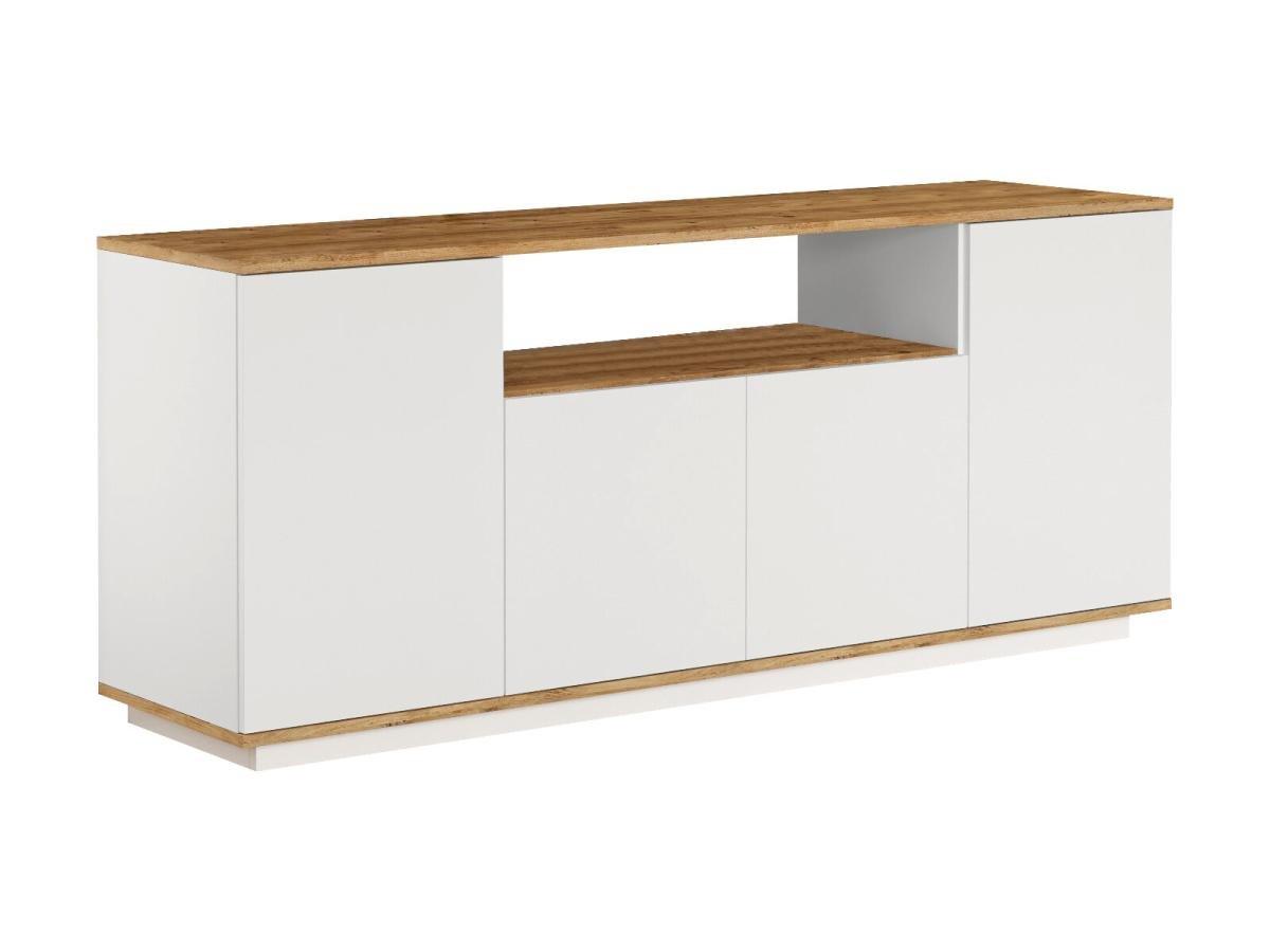 Vente-unique Sideboard mit 4 Türen & 1 Regal - Holzfarben hell und Weiß - LOTULA  