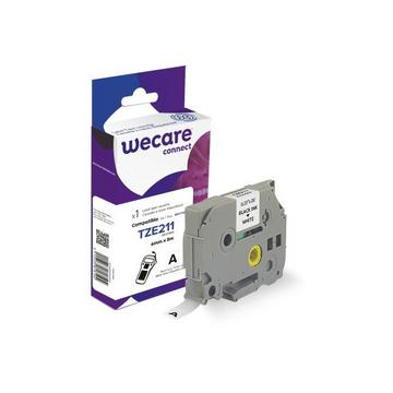 WECARE Band, laminiert schwarz/weiss Tze-211WE ersetzt Ptouch Tze-211 6mm