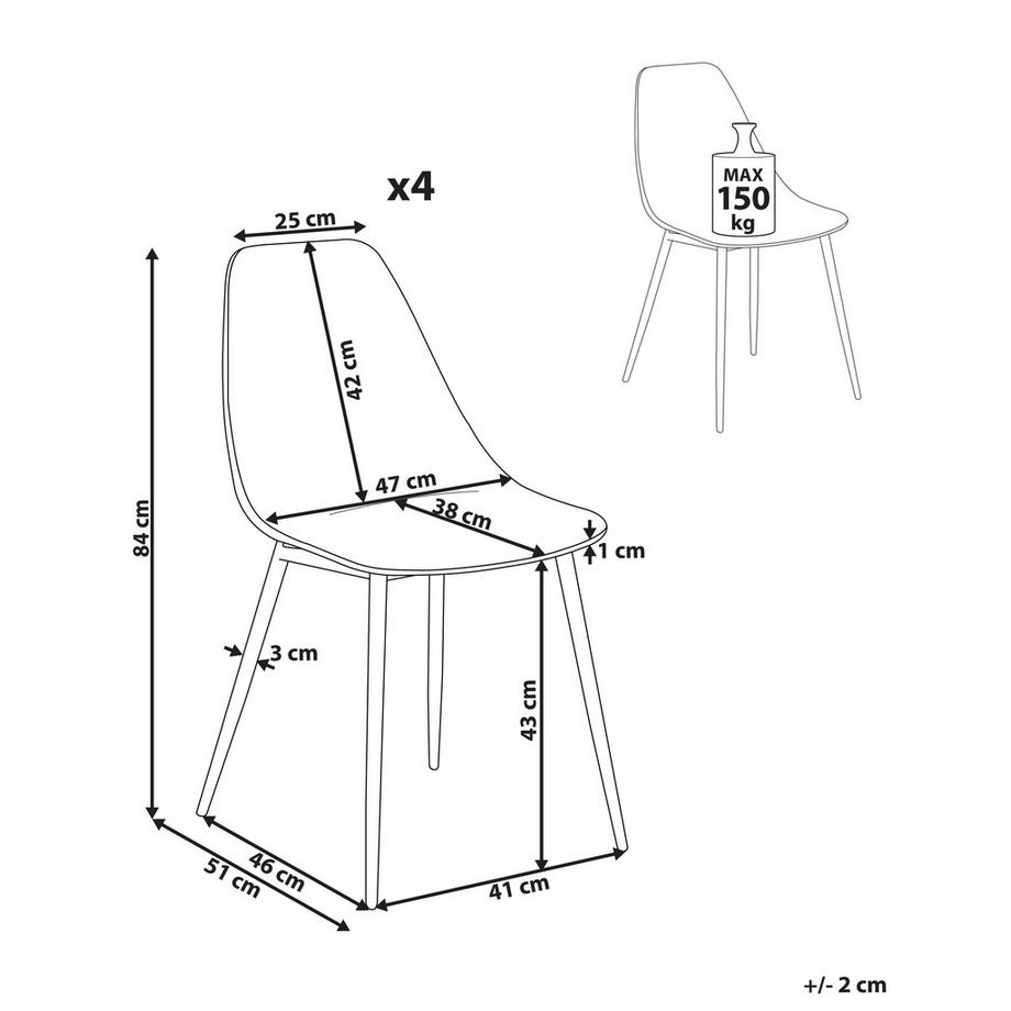 Beliani Set di 4 sedie da pranzo en Materiale sintetico Minimalista TAKILMA  
