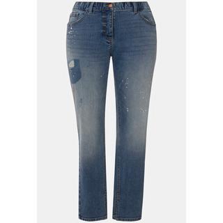 Ulla Popken  Boyfriend jeans con effetto destroyed, taglio ampio a cinque tasche e tessuto elasticizzato 