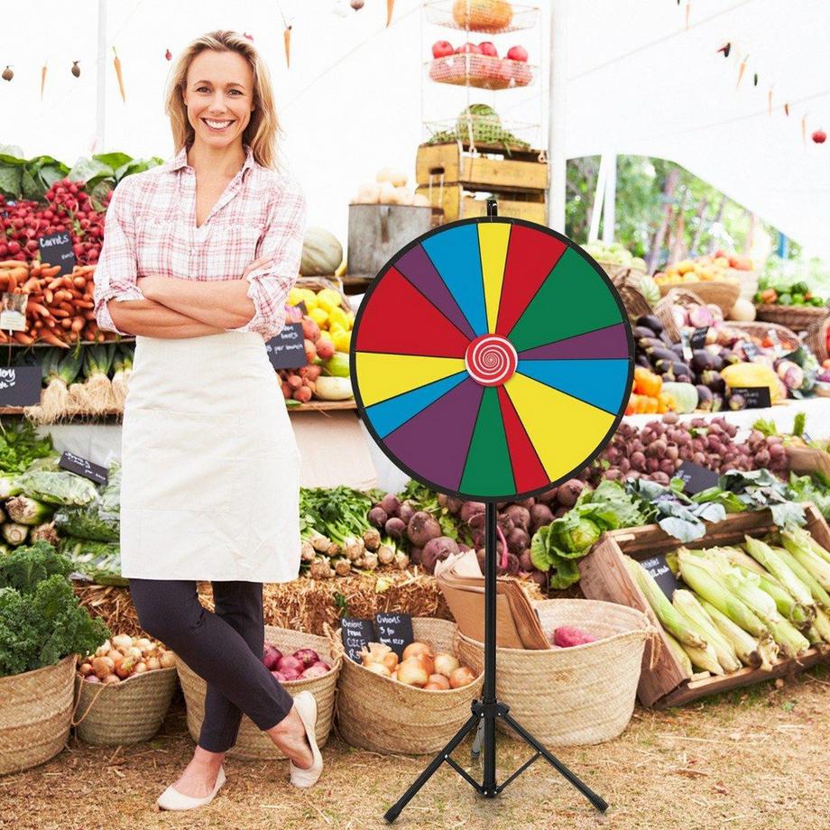 Northix  Ruota da competizione lunga 76 cm, ruota della lotteria regolabile in altezza con supporto, ruota della fortuna scrivibile 