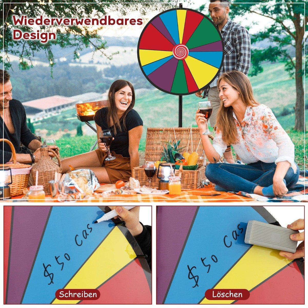 Northix  Ruota da competizione lunga 76 cm, ruota della lotteria regolabile in altezza con supporto, ruota della fortuna scrivibile 