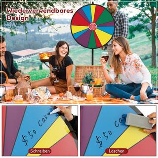 Northix  Ruota da competizione lunga 76 cm, ruota della lotteria regolabile in altezza con supporto, ruota della fortuna scrivibile 