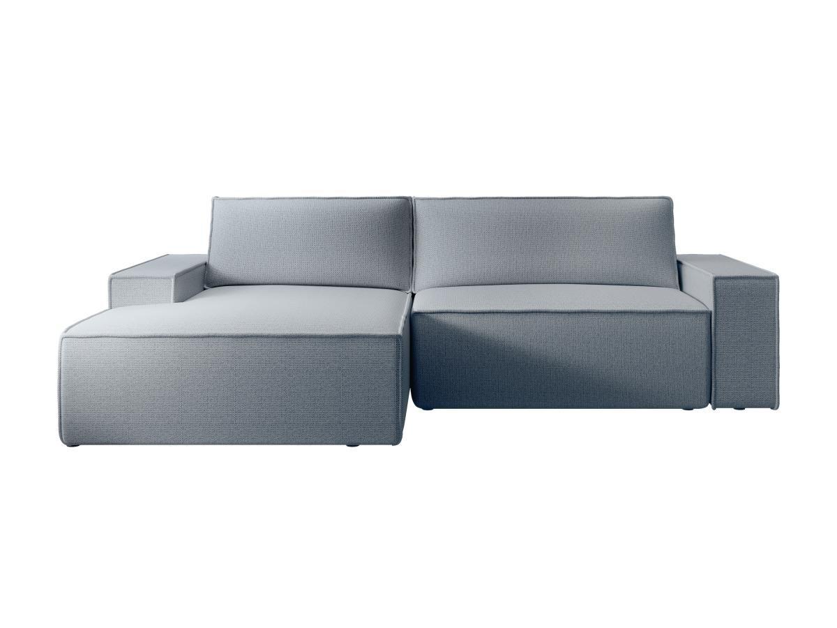 Vente-unique Ecksofa mit Schlaffunktion - Ecke links - Strukturstoff - Grau - AMELIA  