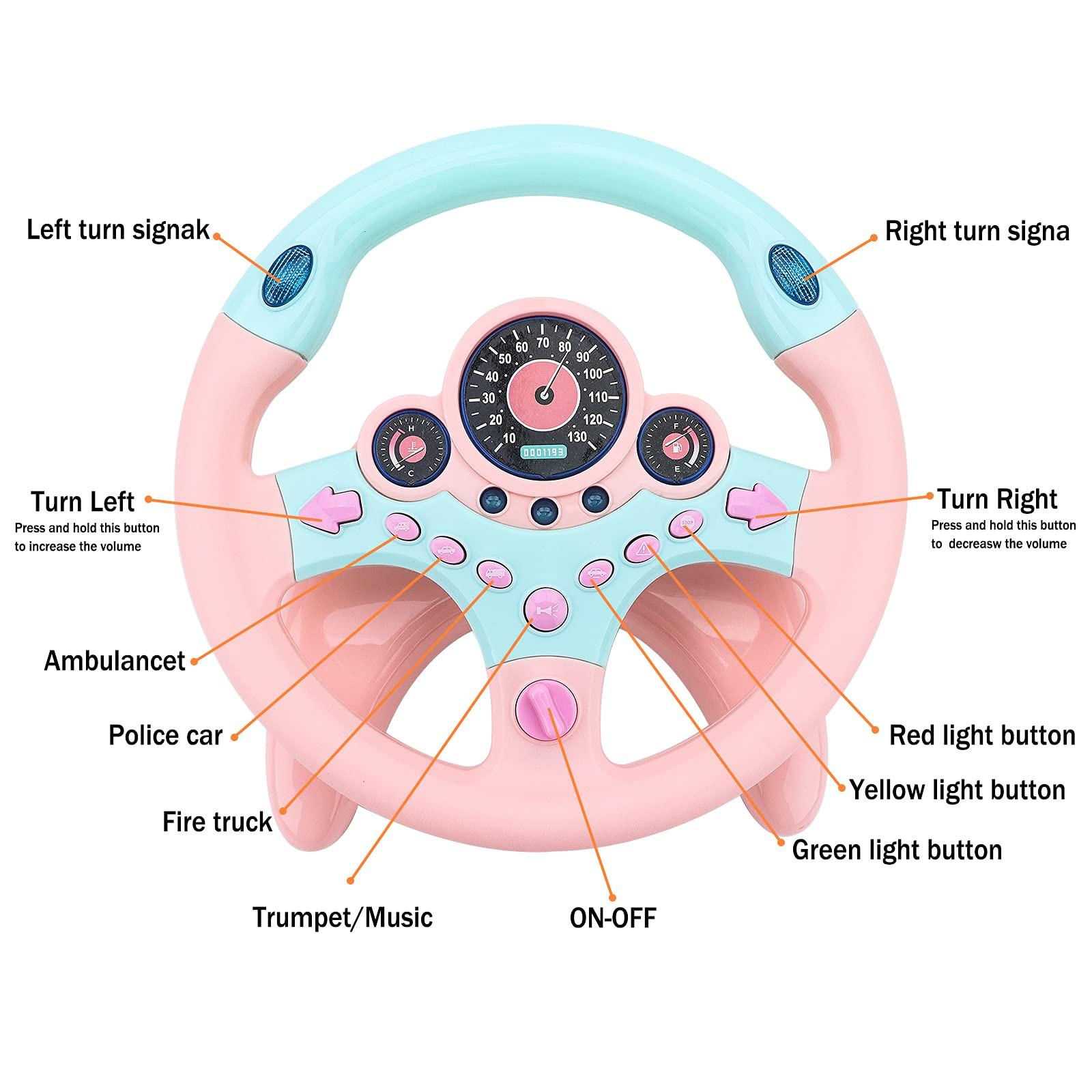 Activity-board  Jouet volant Copilote pour enfants Simulation de rotation pour jouer en voiture avec son et musique Jouet pour conduire une voiture 