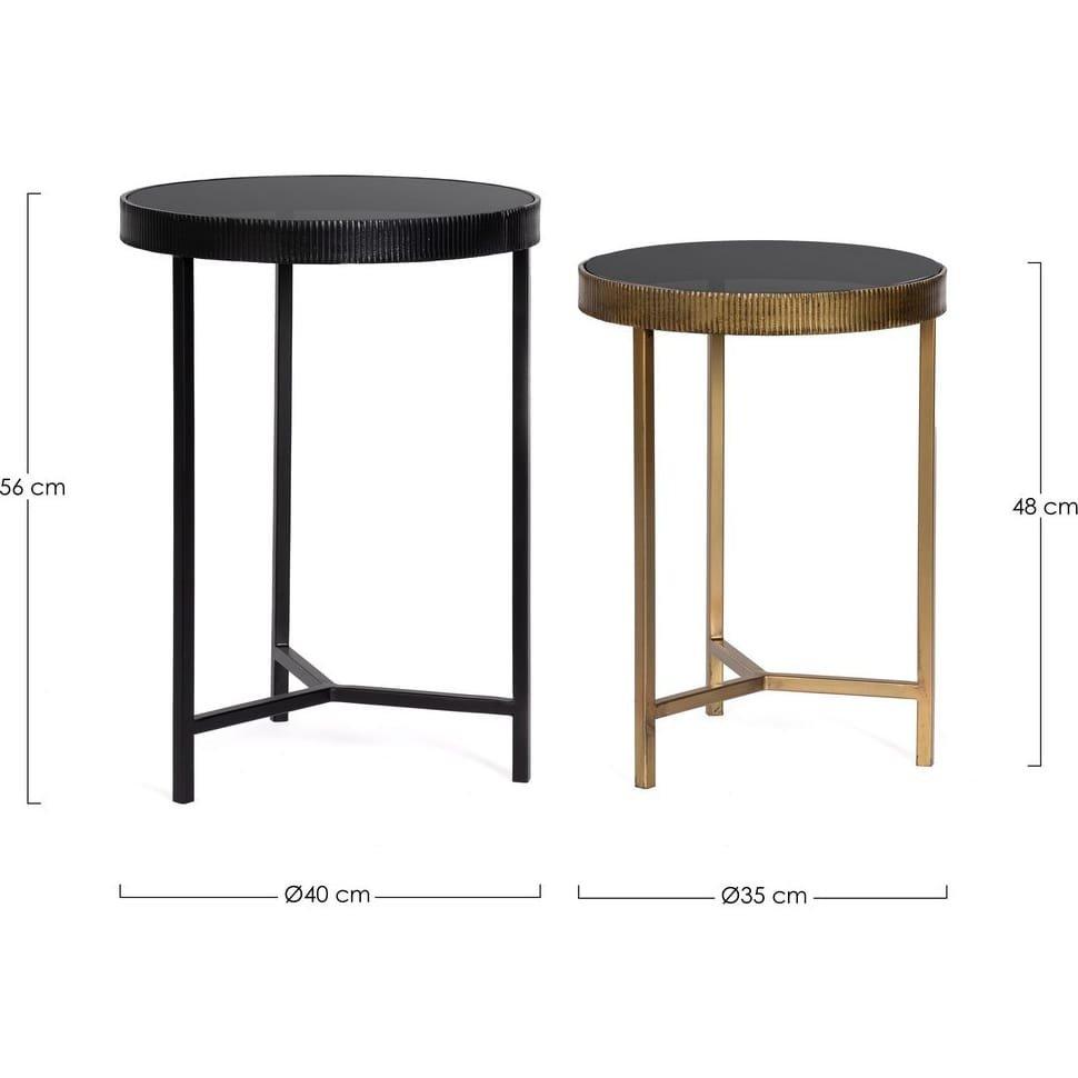 mutoni Table d&#039;appoint Yamir ronde haute (set de 2)  