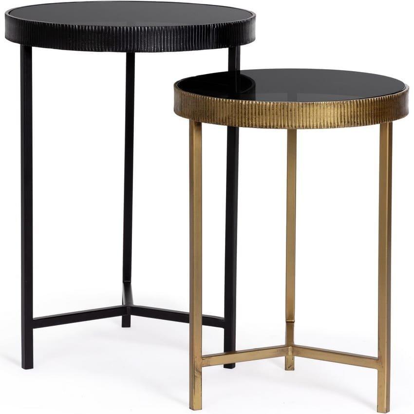 mutoni Table d&#039;appoint Yamir ronde haute (set de 2)  