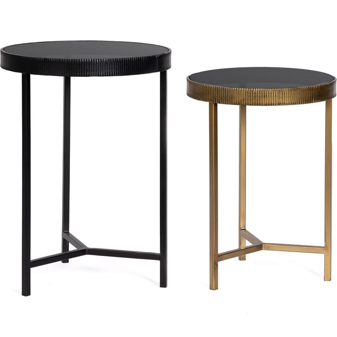 mutoni Table d&#039;appoint Yamir ronde haute (set de 2)  