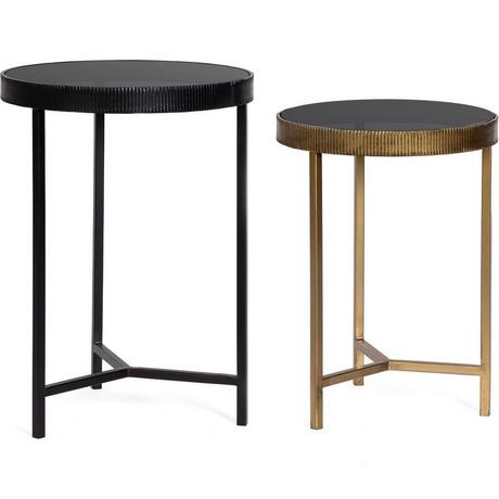 mutoni Table d&#039;appoint Yamir ronde haute (set de 2)  