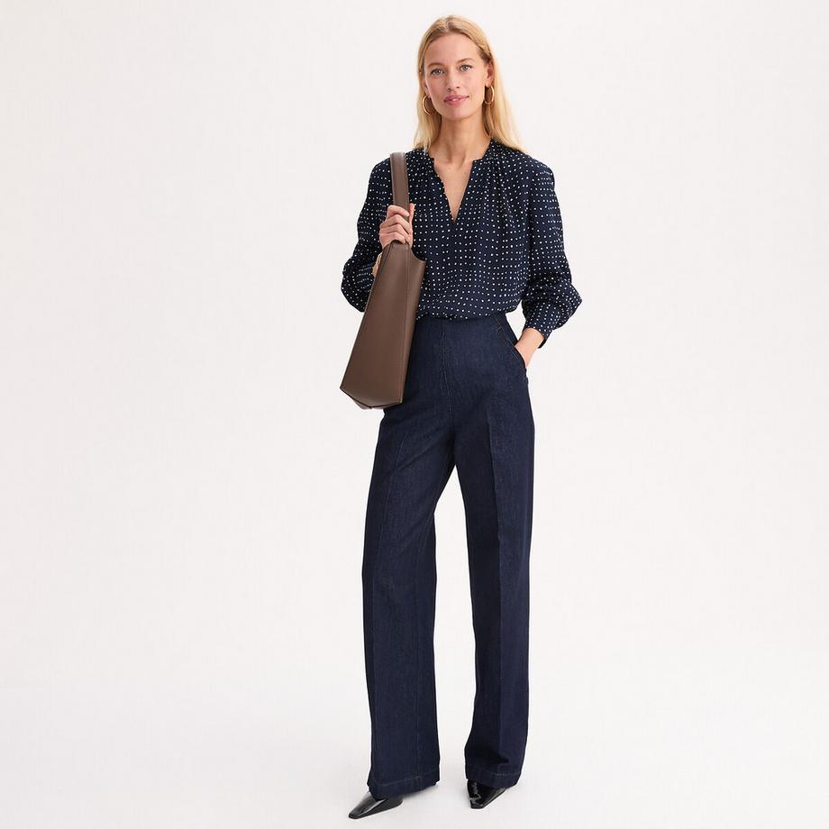 La Redoute Collections Jeans larghi in cotone con zip laterale  