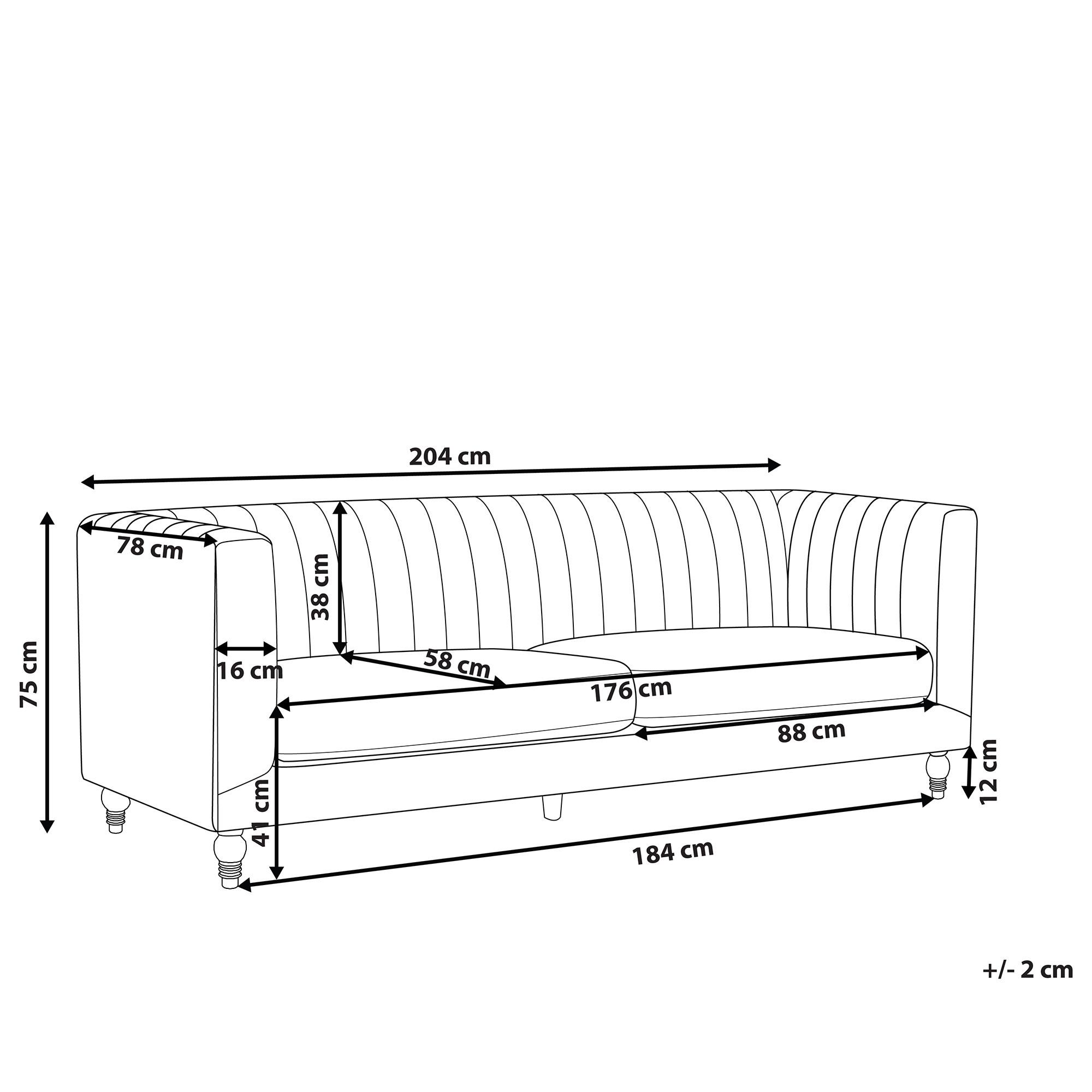 Beliani 3 Sitzer Sofa aus Samtstoff Modern ARVIKA  