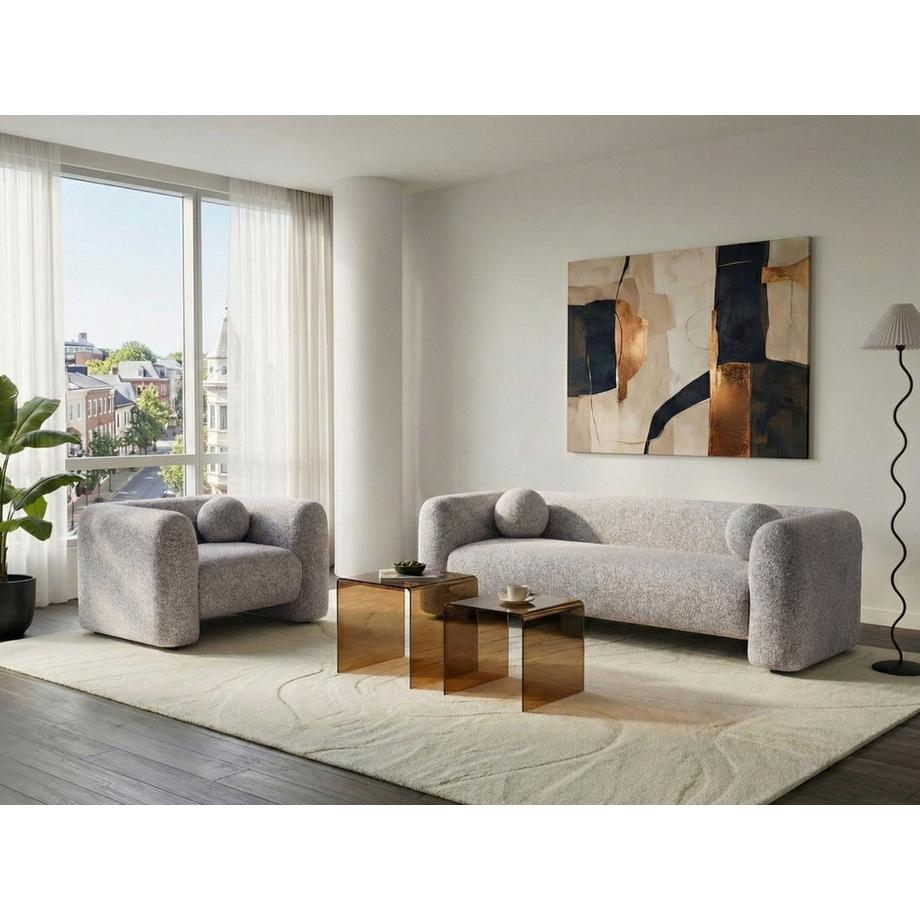 Beliani 4-Sitzer-Wohnzimmer Set aus Stoff  LEIREN  
