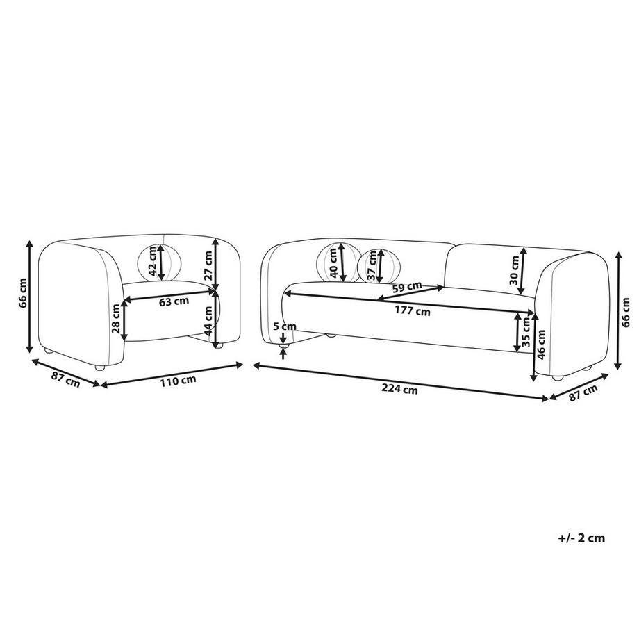 Beliani 4-Sitzer-Wohnzimmer Set aus Stoff  LEIREN  