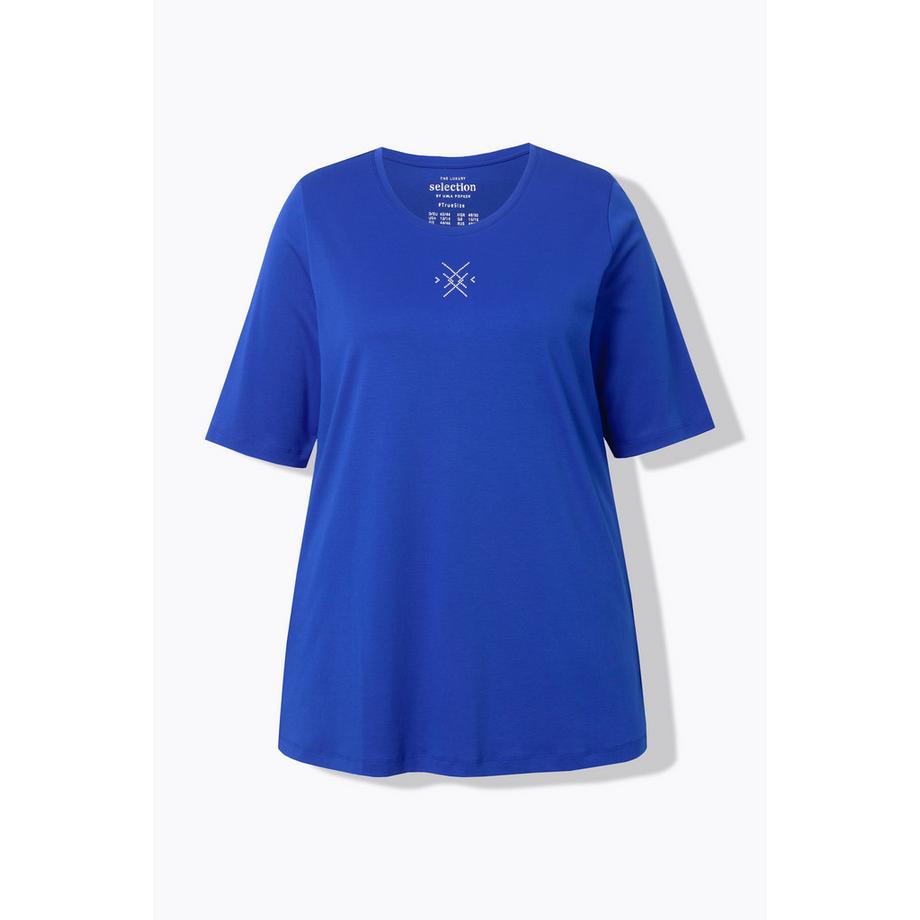 Ulla Popken T-shirt Petites Pierres Fantaisie Col Rond Manches Courtes Coupe Évasée  