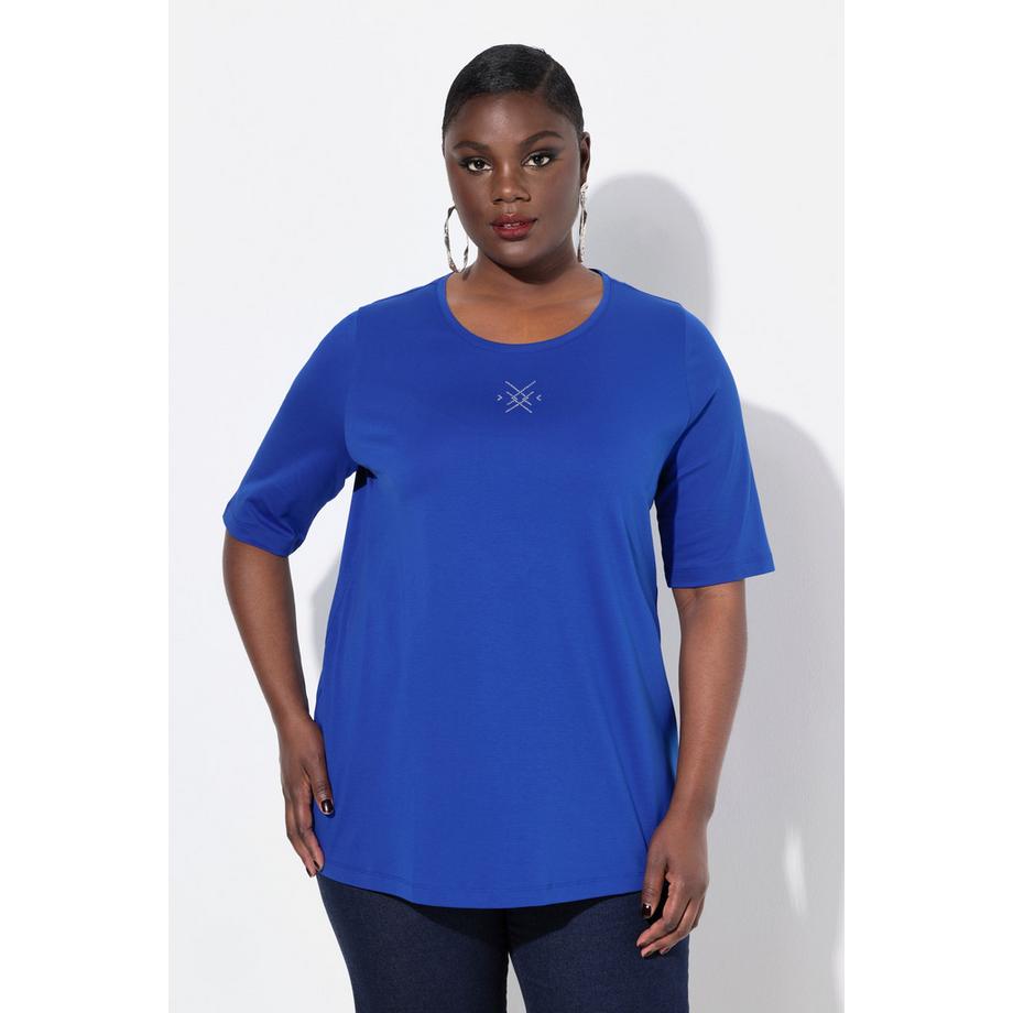 Ulla Popken T-shirt Petites Pierres Fantaisie Col Rond Manches Courtes Coupe Évasée  