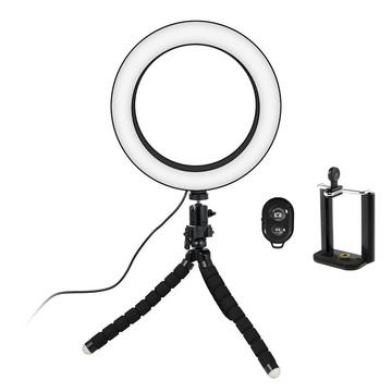 Lampada per selfie/luce ad anello (20 cm) con treppiede modellabile