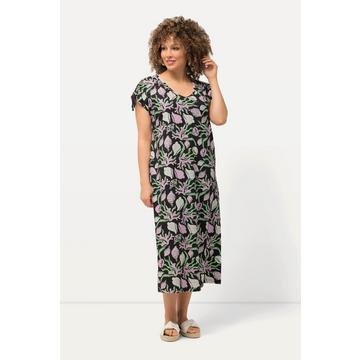 Robe en jersey à motif marin et décolleté en V. Sans manches