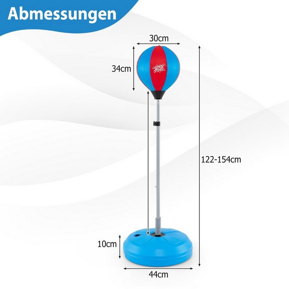 B2X  Punchingball 120-154cm höhenverstellbar Standboxball Boxsack Set Boxset Kinder Blau 