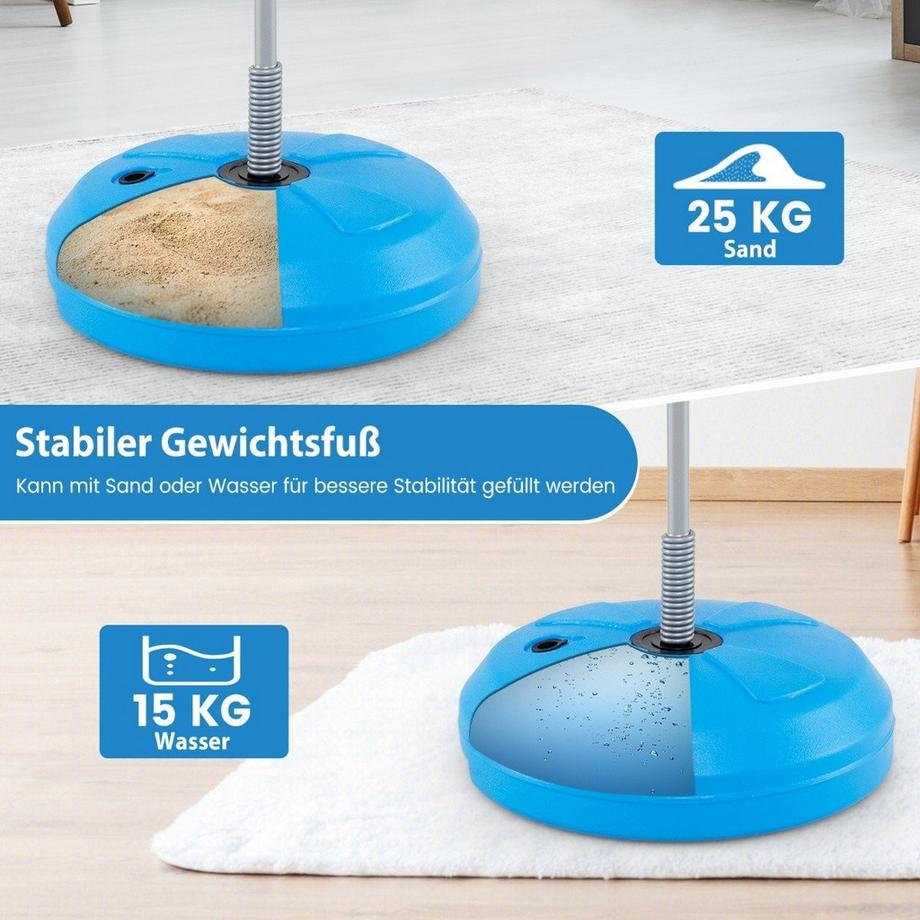 B2X  Punchingball 120-154cm höhenverstellbar Standboxball Boxsack Set Boxset Kinder Blau 