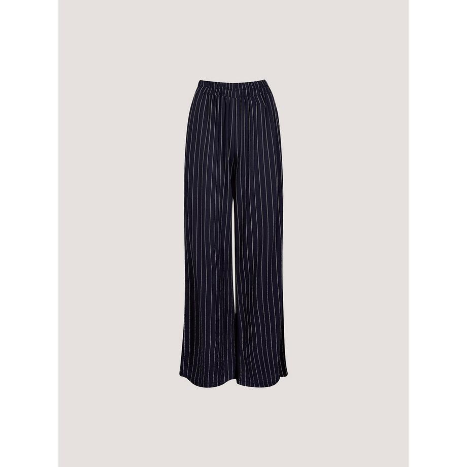 APRICOT Pantalon large en lin mélangé à fines rayures  