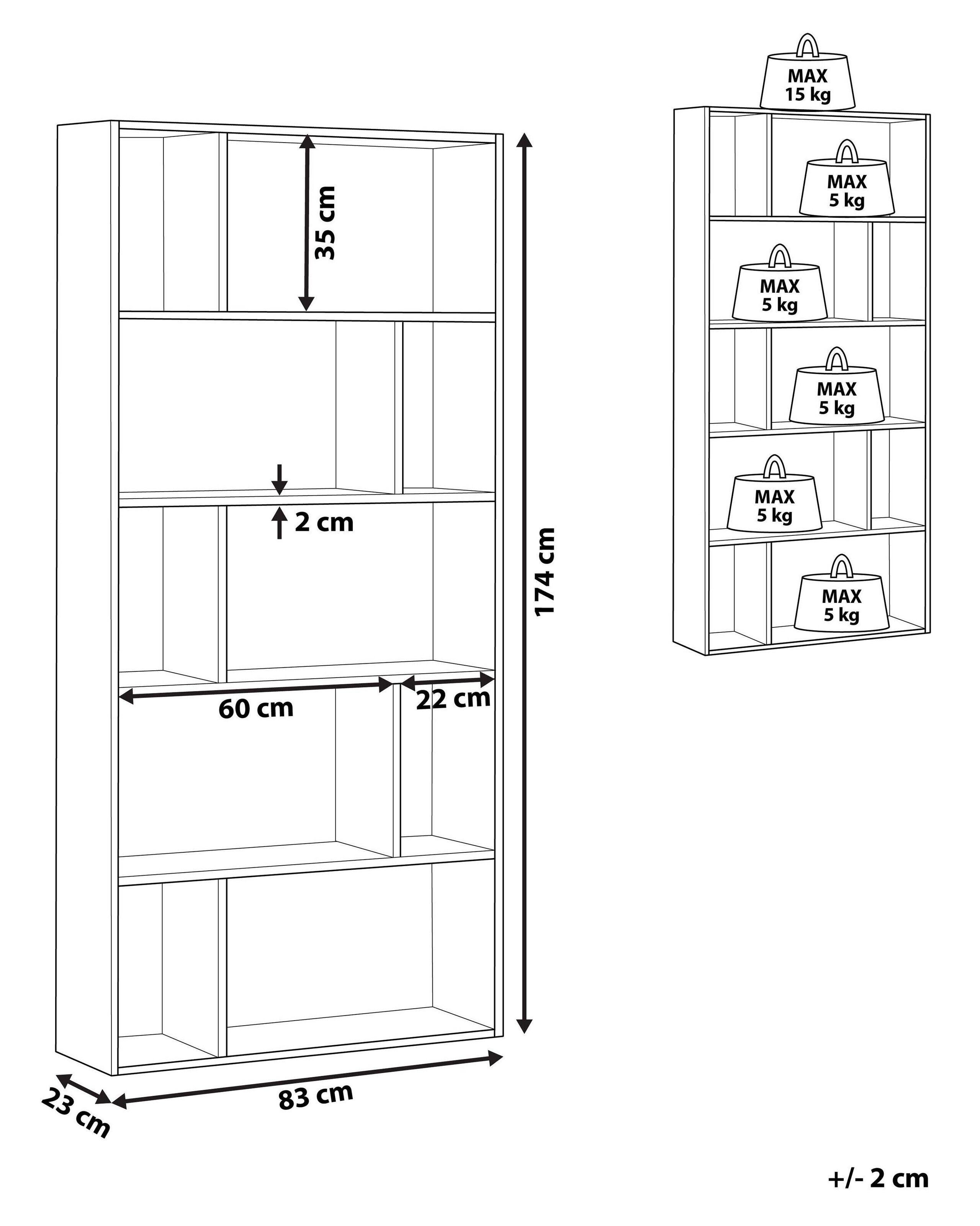 Beliani Bücherregal mit 5 Fächern aus MDF-Platte Skandinavisch ORILLA  