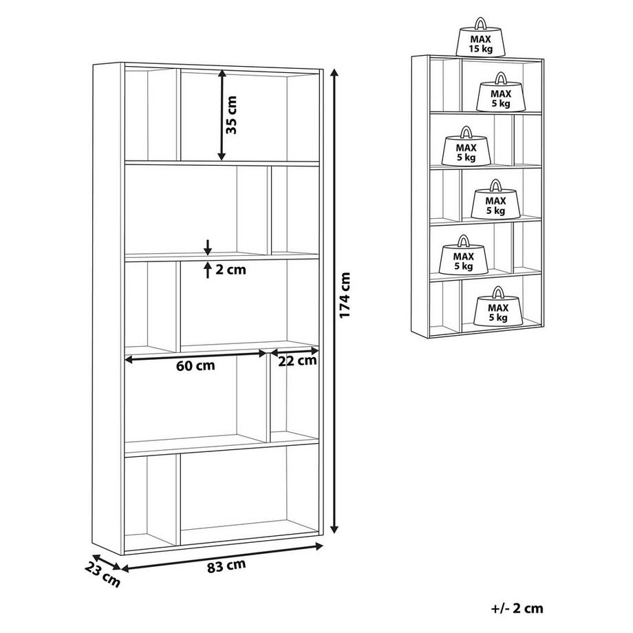 Beliani Libreria a 5 ripiani en Fibra a media densità (MDF) Scandinavo ORILLA  