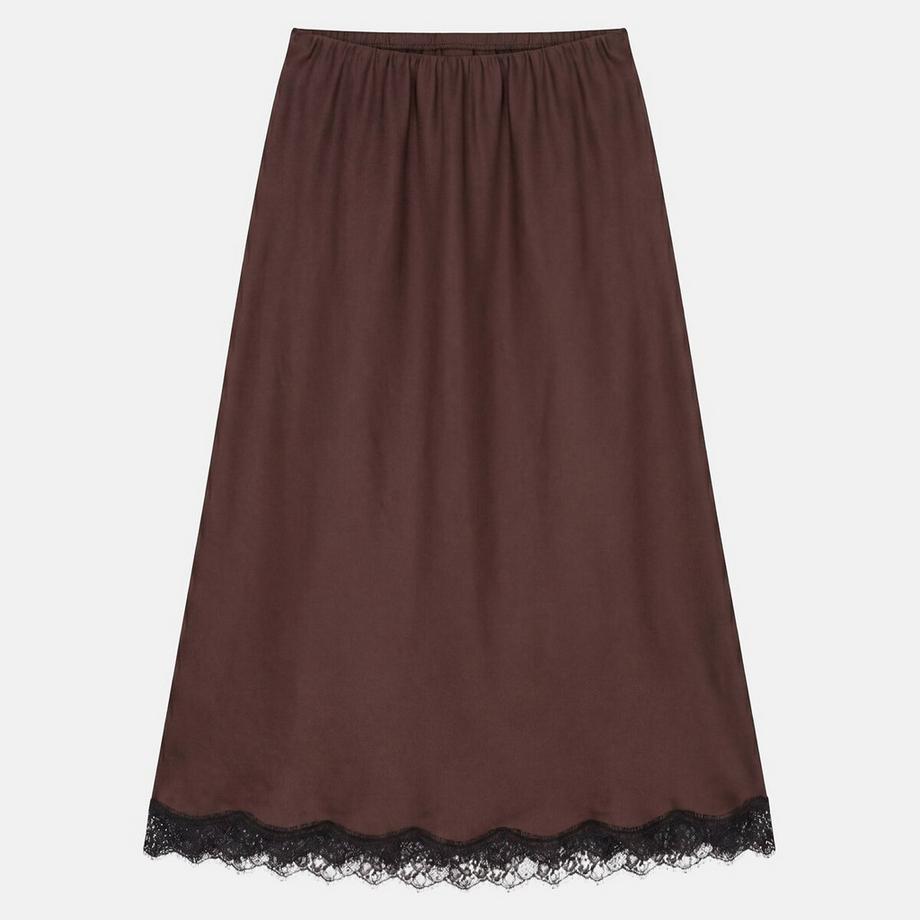 La Redoute Collections Langer Rock aus Satin und Spitze mit elastischem Bund  
