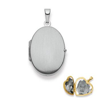 Pendentif médaillon or blanc 750, 30x17mm