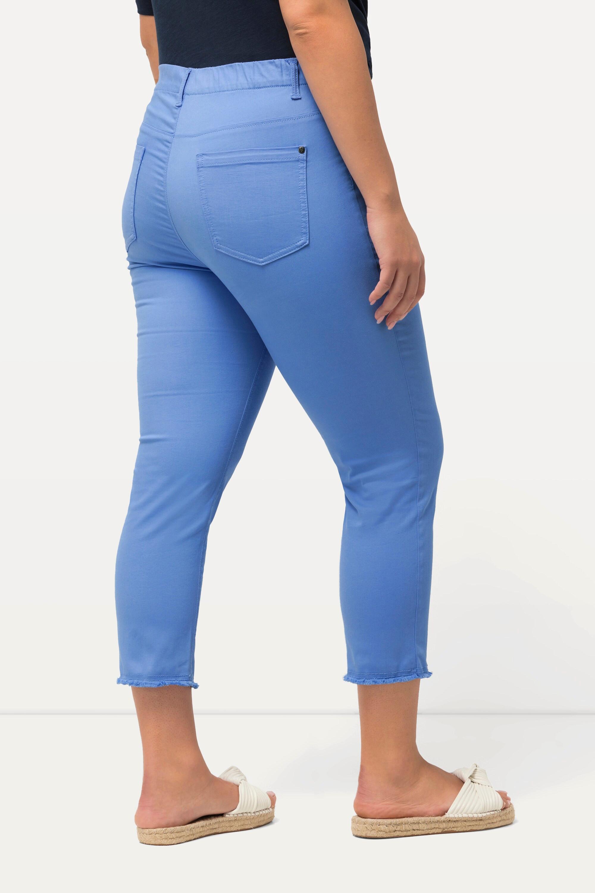 Ulla Popken  Pantalon 7/8 Sienna. Jambe étroite et ourlet frangé 