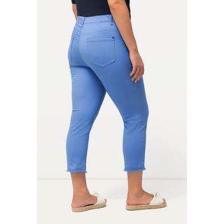 Ulla Popken  Pantalon 7/8 Sienna. Jambe étroite et ourlet frangé 