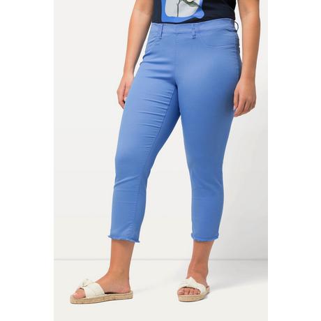 Ulla Popken  Pantalon 7/8 Sienna. Jambe étroite et ourlet frangé 