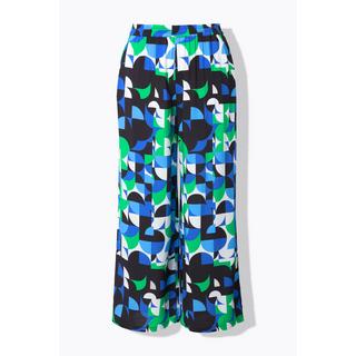 Ulla Popken Pantalon Imprimé Graphique Jambe Large Droite Ceinture Élastique  