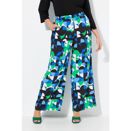 Ulla Popken Pantalon Imprimé Graphique Jambe Large Droite Ceinture Élastique  