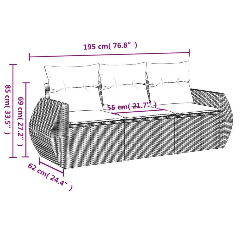 VidaXL set divano da giardino Polirattan  