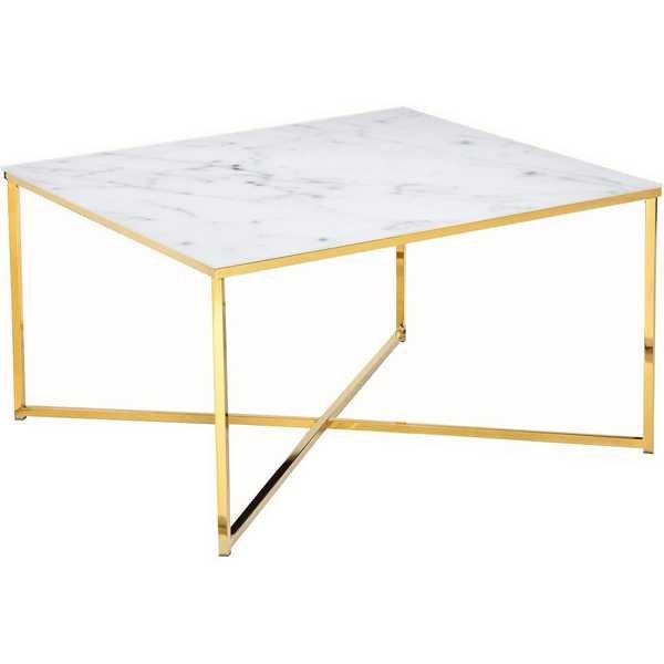 mutoni Tavolino marmo bianco oro 80x80  