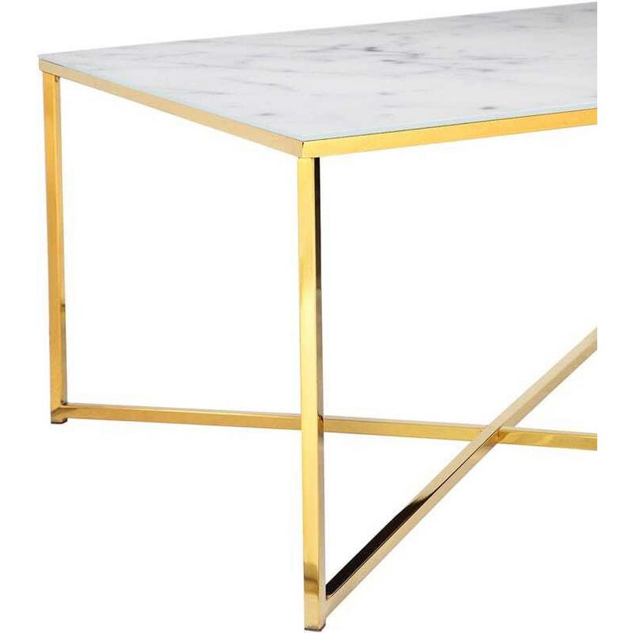 mutoni Table basse marbre blanc or 80x80  