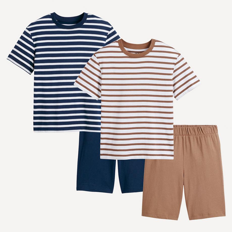 Lot de 2 pyjashorts rayés en coton